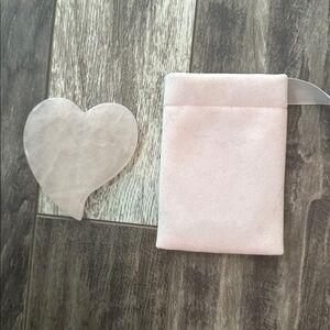 Pink Velvet Pouch with Heart-Shaped guasha Stone